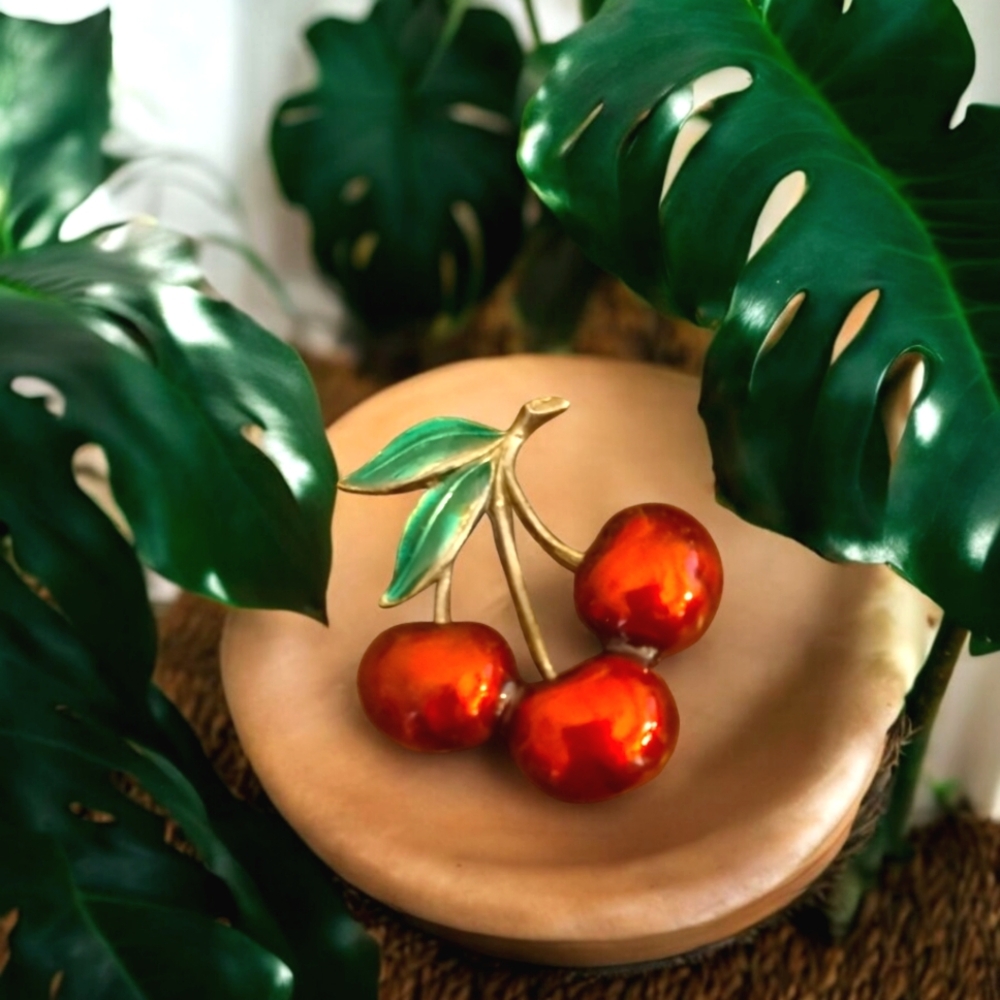 JJ Three Cherry Brooch